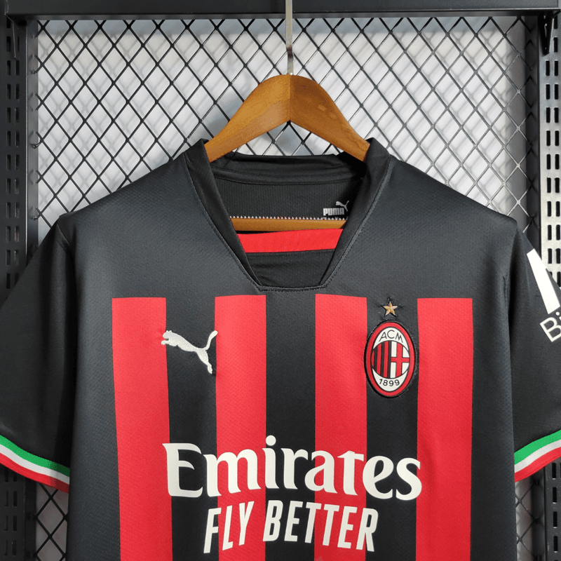 Camisa-AC-Milan-Home-1-2022-22-23-Torcedor-Puma-Vermelho-Vermelha-Fut-Futebol-Champions-Rafael-Leao-italia-manto