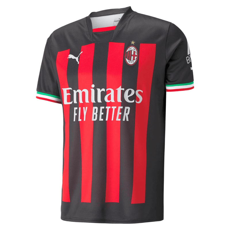 Camisa-AC-Milan-Home-1-2022-22-23-Torcedor-Puma-Vermelho-Vermelha-Fut-Futebol-Champions-Rafael-Leao-italia-manto