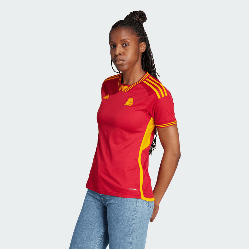 camisa-roma-feminina-2024-24-25-home-1-i-torcedor-adidas-vermelho-vermelha-amarela-amarelo-camisadetime