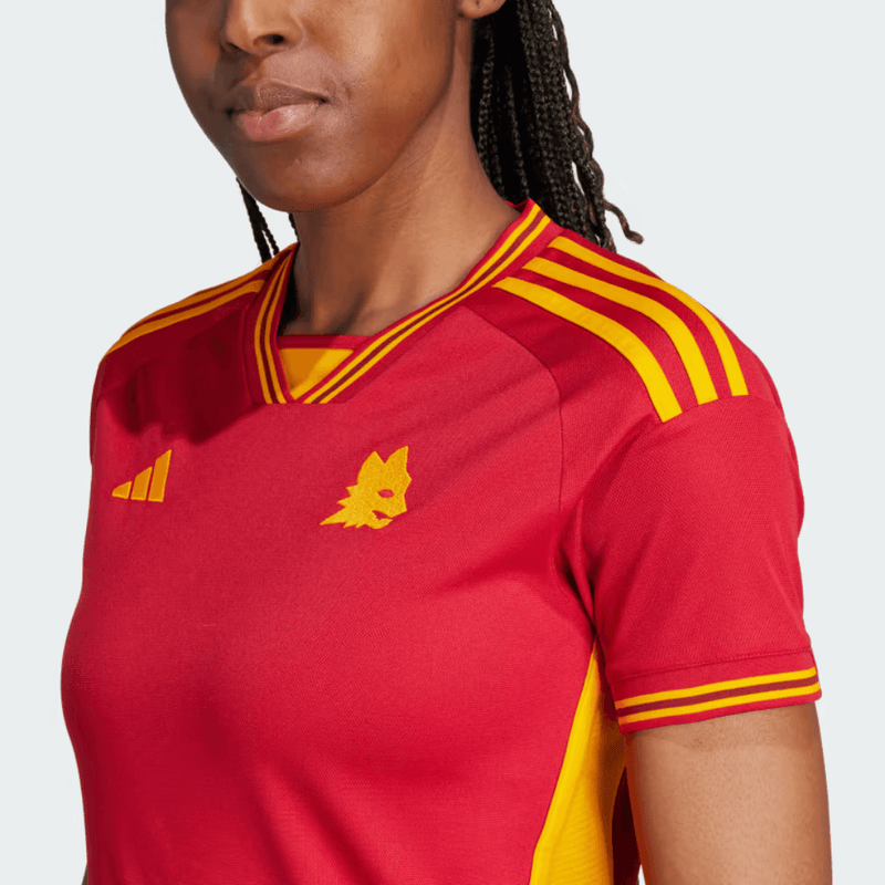 camisa-roma-feminina-2024-24-25-home-1-i-torcedor-adidas-vermelho-vermelha-amarela-amarelo-camisadetime